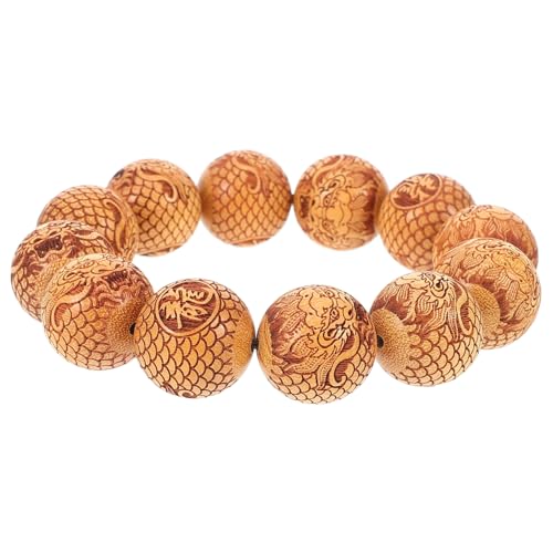 BESPORTBLE Buddhistische Perlenarmband Handgelenk Perlen für die Herstellung von Armbändern Armband Mann Armband mit Schnitzperlen Gebetsperlenarmband Sandelholz Orange von BESPORTBLE