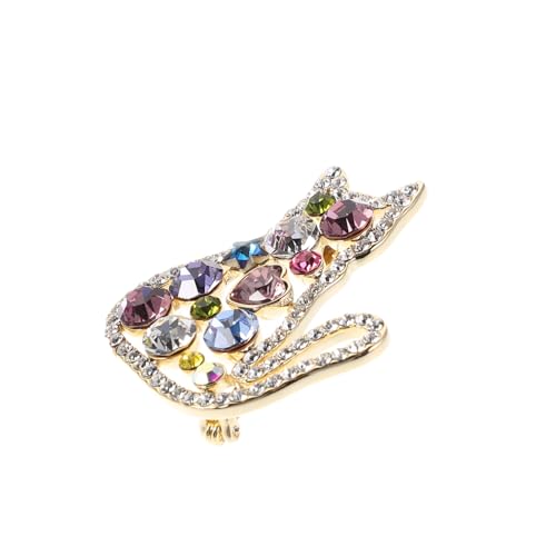 BESPORTBLE Bunte Glitzer Katzenbrosche für Damen und Mädchen Leichte Robuste Metall-anstecknadel mit Farbigen Strasssteinen Modisches Sicheres Accessoire für Kleid Anzug Hut Tasche Vielseitig von BESPORTBLE