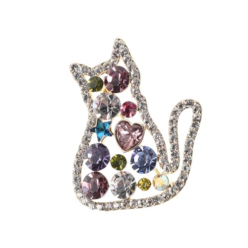 BESPORTBLE Bunte Katzenbrosche mit Funkelnden Strasssteinen Süße Tier-brosche für Damen Vintage Anstecknadel mit Sicherem Verschluss Modisches Accessoire für Geburtstag Hochzeit Weihnachten von BESPORTBLE