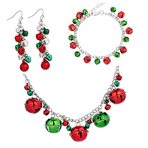 BESPORTBLE Bunte Weihnachtsglocken Schmuckset mit Halskette Armband und Ohrringen für Damen Festliches Accessoire zur Steigerung der Weihnachtsstimmung und zu Weihnachten von BESPORTBLE