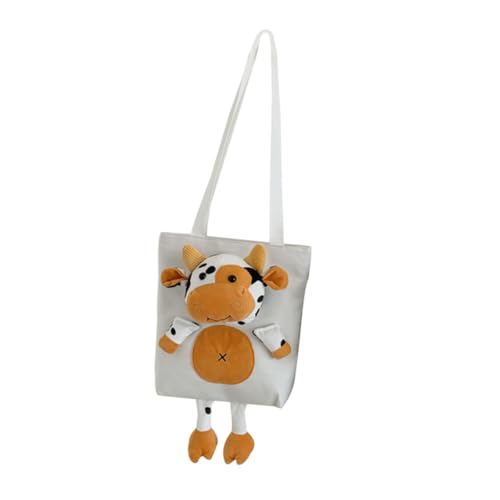 BESPORTBLE Canvas Umhängetasche mit Kuhmuster Leichte Crossbody Tasche Modische Kleine Schultertasche für Damen und Mädchen Praktische Segeltuchtasche für Alltag und Freizeit Weiß von BESPORTBLE