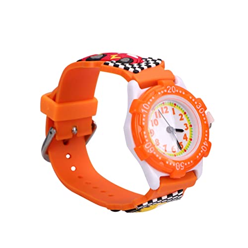 BESPORTBLE Kinderuhr Automuster Armbanduhr Für Jungen Mädchen Orange Langlebiges Material Kreatives Design von BESPORTBLE