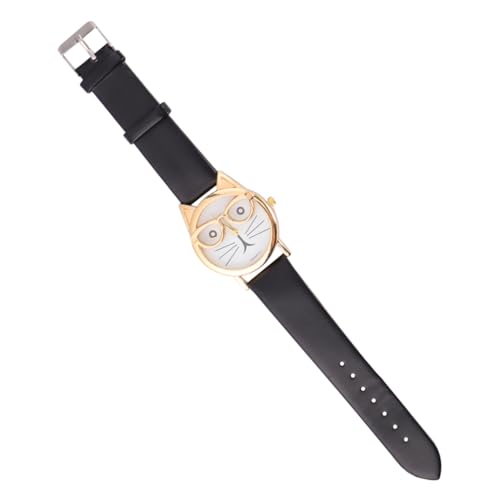 BESPORTBLE Kreative Kinderuhr Mit Cartoon-Katzengesicht Quarz-Armbanduhr Schlichtes Design Umweltfreundliches Lederarmband Für Mädchen Und Junge Mädchen Geeignet Für Jeden Anlass von BESPORTBLE