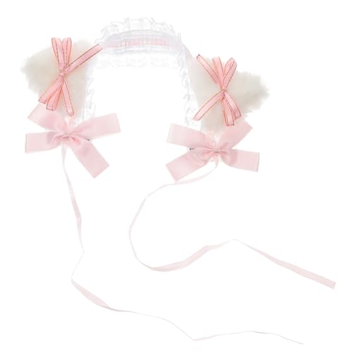 BESPORTBLE Katzenohren Stirnband Mit Schleife Für Lolita Party Cosplay Haarband Aus Spitze Für Mädchen Geburtstagsfeiern Karneval von BESPORTBLE