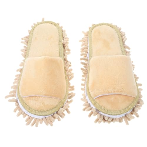 BESPORTBLE Chenille Wischmopp Hausschuhe mit Zehenöffnung Unisex Rutschfest Waschbar Geeignet für Fliesenböden Warme Hausschuhe für Damen und Herren für Hausreinigung und Kalte Monate von BESPORTBLE