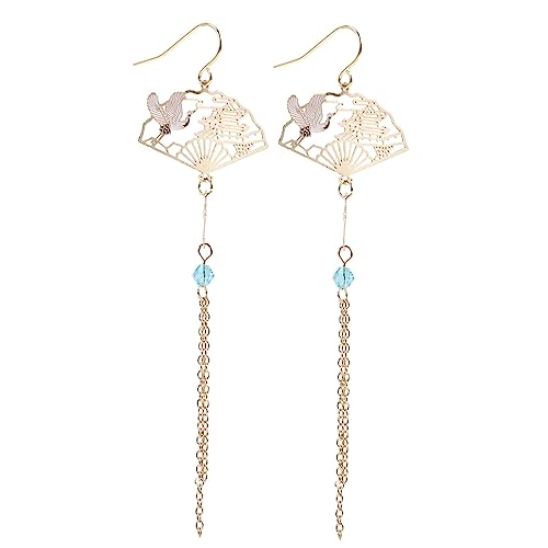 BESPORTBLE Chinesische Fächerohrringe Damen Quasten Ohrringe Hängend Elegantes Design Hautfreundlich Komfortabel Schmuck von BESPORTBLE