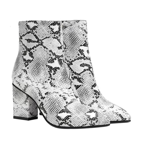 BESPORTBLE Chunky Heels Damen Short Boots mit Rutschfester Sohle Eleganter Hoher Absatz Vielseitige Weiße Stiefeletten für Stylische Outfits zu Jeans und Kleidern Modische Kurzstiefel von BESPORTBLE