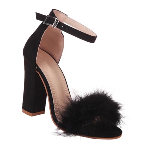 BESPORTBLE Chunky Heels Sandalen Damen Sommer Offene Zehen Komfortabler Stabiler Absatz Stilvolle High Heels Schuhe für Alltag und Party von BESPORTBLE