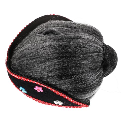 BESPORTBLE Cosplay Perücke Alte Frau mit Dutt Kurze Graue Kostüm Perücke für Mädchen Authentisches Oma Look Halloween Party Verkleidung Einfach Anzuziehen und Vielseitig Einsetzbar von BESPORTBLE