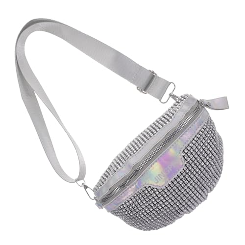 BESPORTBLE Crossbody Chest -Tasche Perlen Damen Taille Bauchtasche Mode Hüfttasche Einkaufstasche Glänzende Gürteltasche Weibliche Gürteltasche Plastik Silver von BESPORTBLE