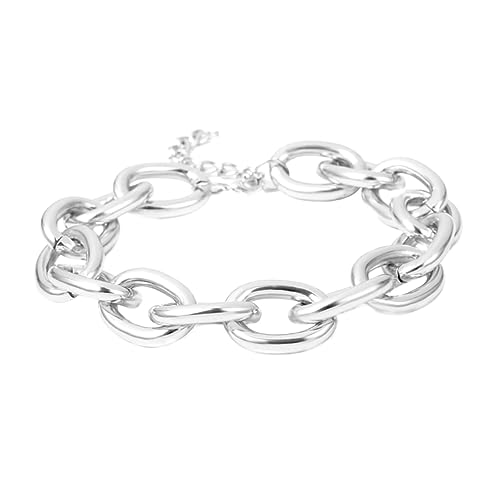 BESPORTBLE Curb Chain Halskette Chunky Gliederkette Punk Choker Kurz Schmuck für Damen Minimalistisches Design Geometrische Metallkette Silberfarben von BESPORTBLE