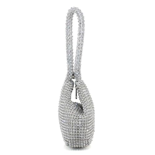 BESPORTBLE Damen Abendtasche mit Silbernen Strasssteinen Funkelnde Clutch für Hochzeit Party und Ball Modische Schultertasche mit Dreieck Design Geschenkidee für Frauen von BESPORTBLE