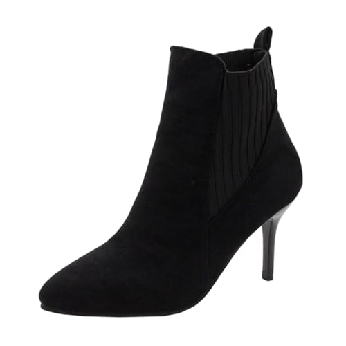 BESPORTBLE Damen Ankle Boots mit Hohem Absatz Stilvolle Spitze Stiefeletten aus Mattem Material Bequeme Herbst winter Schuhe für Frauen Passend zu Jeans Kleid und Alltag Elegant und Stabil von BESPORTBLE