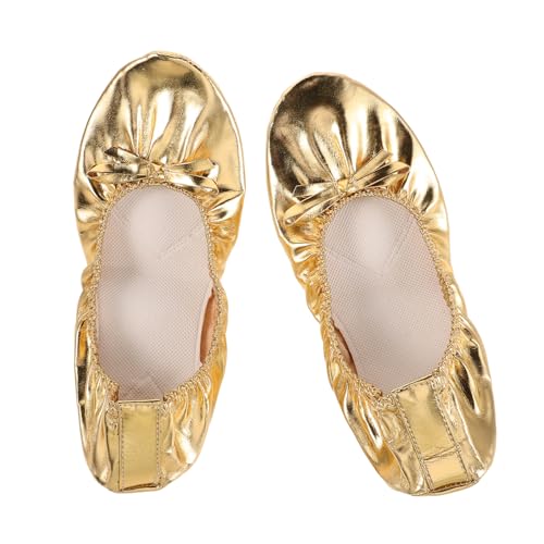 BESPORTBLE Damen Ballettschuhe mit Weicher Geteilten Sohle Elastisch Stoßdämpfend Goldfarbene Tanzschläppchen für Bauchtanz Yoga und Ballett Leicht und Komfortabel BESPORTBLE Damen Ballettschuhe mit Weicher Geteilten Sohle Elastisch Stoßdämpfend Goldfarbene Tanzschläppchen für Bauchtanz Yoga und Ballett Leicht und Komfortabel von BESPORTBLE