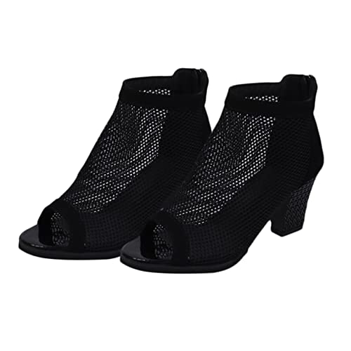 BESPORTBLE Damen Chunky Heel Sandalen mit Fischmaul Design Grober Absatz und Modisch Schwarz Hochwertige Sommerschuhe für Freizeit und Party von BESPORTBLE