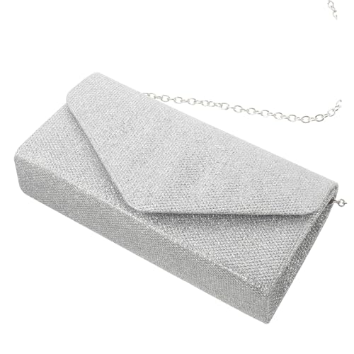 BESPORTBLE Damen Clutch Bag Silberne Abendtasche mit Abnehmbarer Kette für Party Hochzeit Festlichkeiten Leicht Sicher für Verschiedene Anlässe von BESPORTBLE