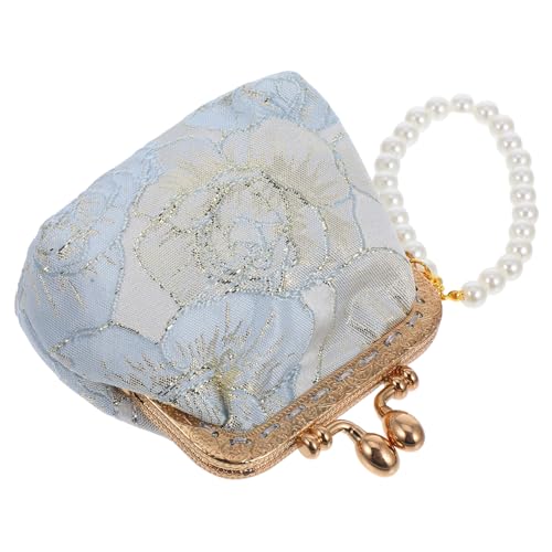 BESPORTBLE Damen Clutch Handtasche aus chinesischem Jacquard mit Perlenriemen Kleine Abendtasche für Hochzeit und formelle Anlässe Tragbare Münzgeldbörse mit floralem Design Stilvolle von BESPORTBLE