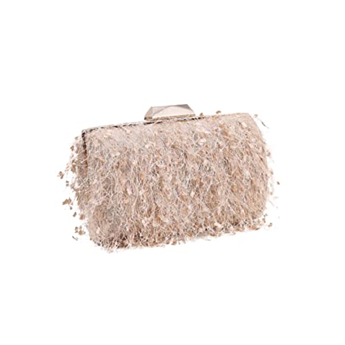 BESPORTBLE Damen Clutch Handtasche mit Kettenriemen Vintage Abendtasche Beige für Hochzeiten Partys Formelle Anlässe Elegantes Design mit Mittlerem Stauraum für Handy Geldbörse von BESPORTBLE