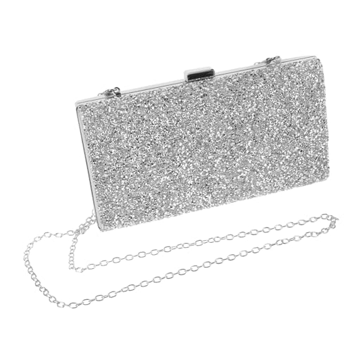 BESPORTBLE Damen Clutch Tasche mit Funkelnden Strasssteinen Geräumiges Innenfach für Kosmetik und Essentials Luxuriöse Abendtasche für Hochzeit Party und Festliche Anlässe Silberfarben von BESPORTBLE