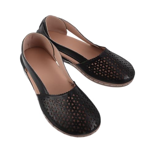 BESPORTBLE Damen Espadrilles Wedgesandalen mit Niedrigem Keilabsatz Atmungsaktive Bequeme Schuhe mit Hohlraum-design Langlebig Modisch Einfarbig für Sommer Spaziergänge Schwarz von BESPORTBLE