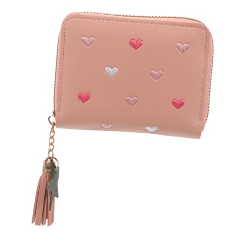 BESPORTBLE Damen Geldbörse Mit Reißverschluss Pu Kreditkartenetui Stilvolle Clutch Für Frauen Kompakte Brieftasche Zartem Rosa Für Reisen Und Alltag von BESPORTBLE