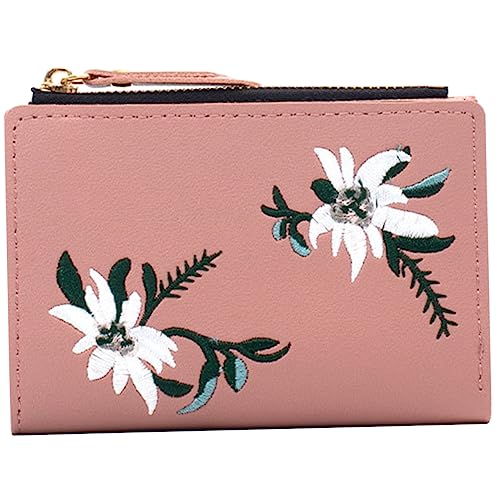 BESPORTBLE Damen Geldbörse mit Stickerei Multifunktionale Kartenbörse Reißverschluss Großes Fassungsvermögen Kartenetui für Reisen und Shopping von BESPORTBLE