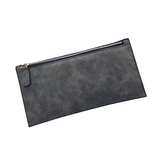 BESPORTBLE Damen Geldbörse PU Langes Design Reißverschluss Elegantes Mattes Finish Tiefgrau für an Freundinnen Kolleginnen von BESPORTBLE