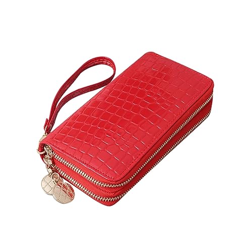 BESPORTBLE Damen Geldbörse PU Mit Langem Reißverschluss Rot Große Kapazität Multifunktionale Brieftasche Für Täglichen Gebrauch Für Frauen von BESPORTBLE