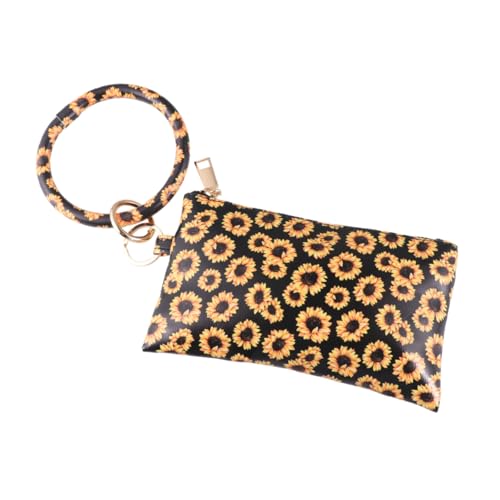 BESPORTBLE Damen Geldbörse mit Druckmotiv Multifunktionale Handtasche mit Gelbem Sonnenblumen Design Portemonnaie für Handy Kleingeld Stilvolle Umhängetasche von BESPORTBLE