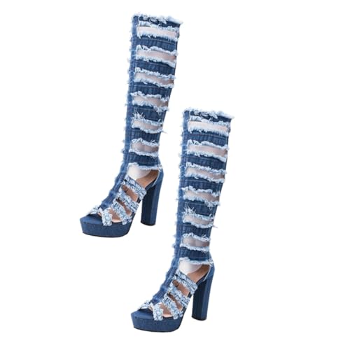 BESPORTBLE Damen High Heel Boots Sandalen Fish Mouth Stil Atmungsaktive Stabile Blockabsatz Modische Schuhe für Sommer von BESPORTBLE