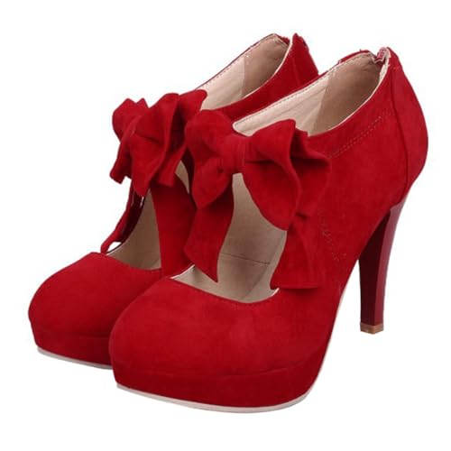 BESPORTBLE Damen High Heeled Bowknot Schuhe rutschfeste Gummisohle Stabile Absätze Modische Sommerschuhe in Rot Komfortable Frühjahrs Sommerfootwear von BESPORTBLE