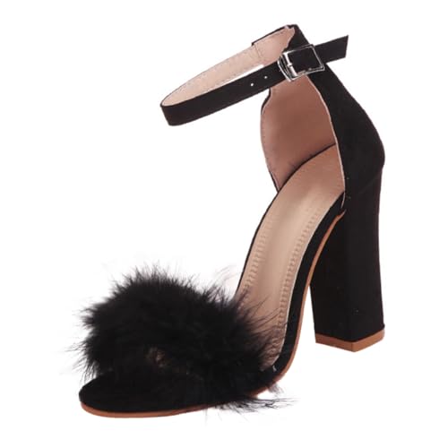 BESPORTBLE Damen High Heels Sandalen Sommer Offen Zehen Chunky Blockabsatz Rutschfest Atmungsaktiv Modisch Vielseitig für Freizeit und Party von BESPORTBLE