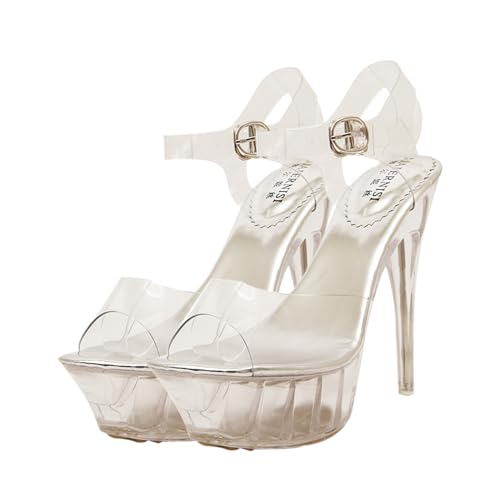 BESPORTBLE Damen High Heels Sandalen Transparent Plateau Hoher Absatz PVC Leicht Angenehm Für Sommer Freizeit Arbeit von BESPORTBLE