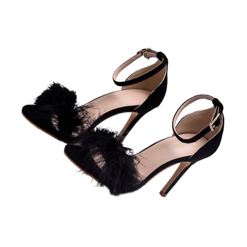 BESPORTBLE Damen High Heels Sandalen mit Dünnem Absatz Offene Zehen Ultrahohe Schuhe Modische Wedge Heel Pumps Angenehm für Party Arbeit und Festliche Anlässe Schwarz von BESPORTBLE