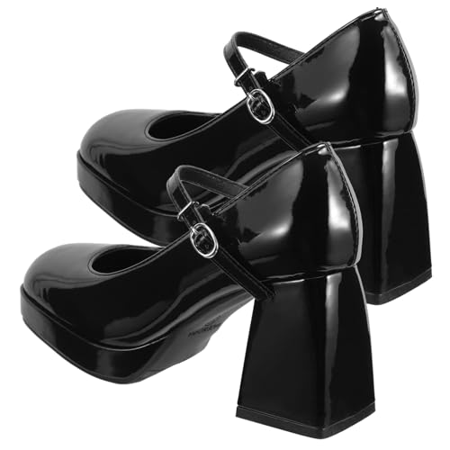 BESPORTBLE Damen High Heels aus Echtleder Schwarzer Pumps Stil mit Breitem Absatz Leichter Geeignet für Arbeit Party und Formelle Anlässe von BESPORTBLE