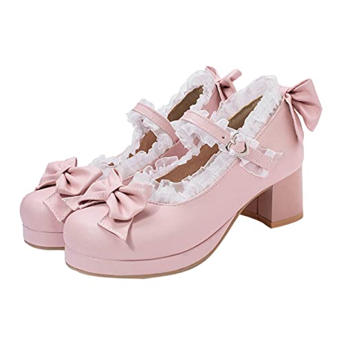 BESPORTBLE Damen High Heels mit Schleife Hochabsatzschuhe aus Langlebigem Material rutschfeste Sohle Komfortabel und Modisch für Frauen Farbe Rosa von BESPORTBLE