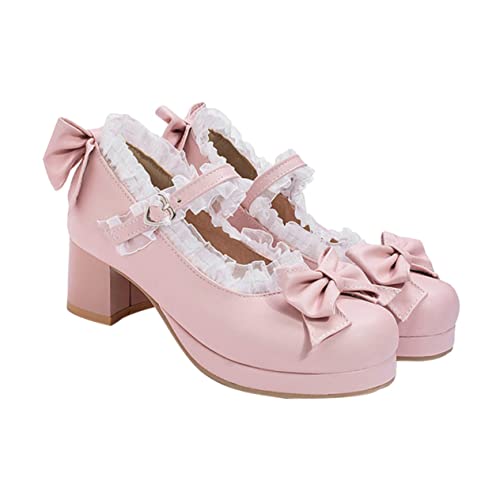 BESPORTBLE Damen High Heels mit Schleife Modische Frühjahrsschuhe mit Anti rutsch Sohle Bequeme Pumps mit Stabilem Absatz Elegant und Leicht Anzuziehen für Strand und Alltag Farbe Rosa von BESPORTBLE