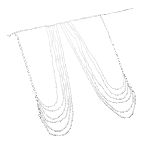 BESPORTBLE Damen Körperkette mit Mehrschichtigen Weißen Imitationsperlen Vintage Hohl design Vielseitiger Brautschmuck für Hochzeit Festival und Besondere Anlässe von BESPORTBLE