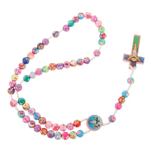 BESPORTBLE Damen Kreuz Halskette Bunte Anhängerkette aus Handgefertigtem Rosary für Leicht und Bequem zu Tragen als zur Taufe für Religiöse Anlässe von BESPORTBLE
