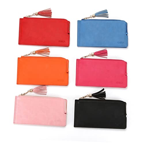 BESPORTBLE Damen Mini Geldbörse mit Reißverschluss mit Fransen Kosmetikspiegel für Reisen Rot von BESPORTBLE