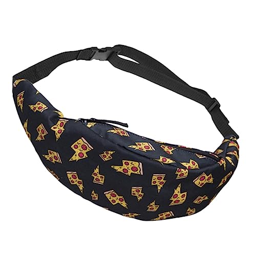 BESPORTBLE Pizza Muster Taillentasche Damen Tragbare Umhängetasche Für Outdoor Sport Langlebiges Material Schwarz Für Reisen Und Einkaufen von BESPORTBLE