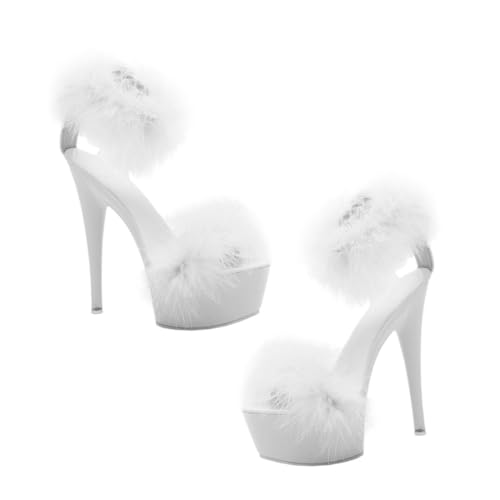 BESPORTBLE Damen Plateau Sandalen mit Schrägem Absatz Wasserabweisend Feuchtigkeitsableitend Langlebig Komfortabel für Frühling und Sommer Modische High Heels Weiß Zufällige von BESPORTBLE
