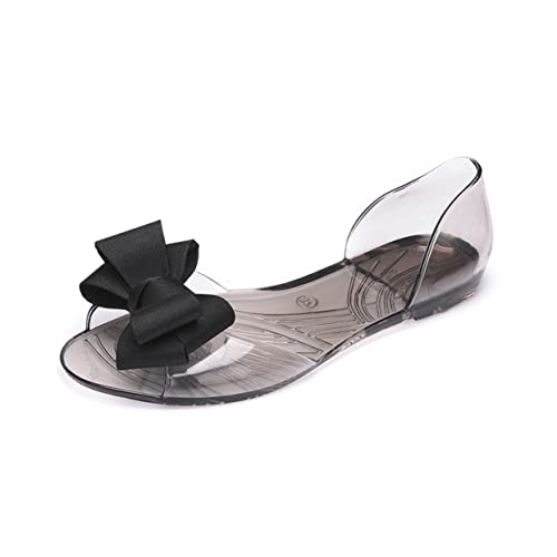BESPORTBLE Damen Sandalen Flach Bowknot Peep Toe Sandaletten Sommer Strandschuhe Kreativ Leicht Schwarz von BESPORTBLE