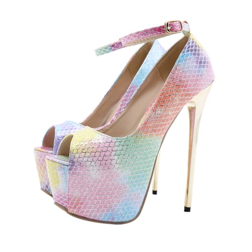 BESPORTBLE Damen Sandalen High Heels Fischmaul Design PU Material Bequeme Absatzschuhe Stilvolle Party Büroschuhe für Sommer und Besondere Anlässe von BESPORTBLE