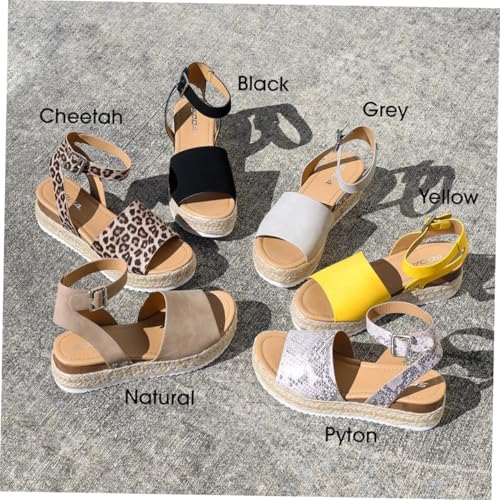 BESPORTBLE Damen Sandalen Plateau mit Flanschsohle Geflochtene Espadrilles Sandalen Braun Rutschfest Atmungsaktiv Dicke Sohle Modische Sommerschuhe US von BESPORTBLE