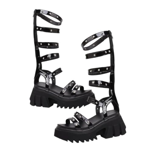 BESPORTBLE Damen Sandalen Schwarz Thick soled Anti rutsch Plateau Sandalen mit Hohem Keilabsatz Elegant Sommer Schuhe für Alltag und Party von BESPORTBLE