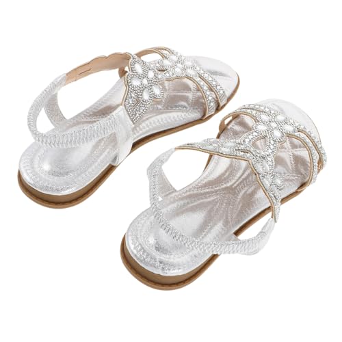 BESPORTBLE Damen Sandalen Sommer Glitzer Strass Casual Fußbekleidung Leichte Sohle Komfortabel Reise Strandurlaub Silber von BESPORTBLE