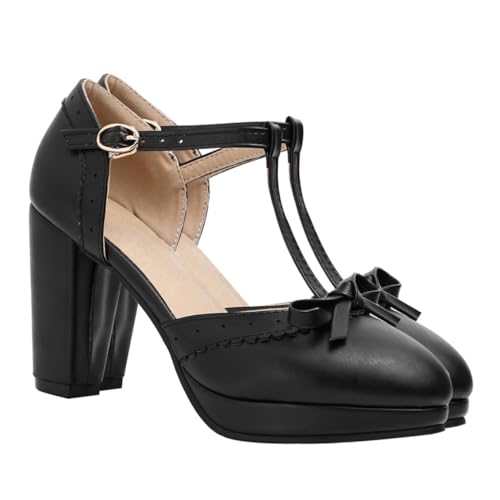 BESPORTBLE Damen Sandalen mit Chunky Absatz Schleifen Detail rutschfest Atmungsaktiv Sommerliche Schuhe für Stilvolle Auftritte Bequeme Absätze Schwarz von BESPORTBLE