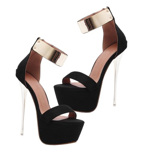 BESPORTBLE Damen Sandalen mit Dünnem Absatz Rutschfeste Sohle Wasserdichte Plateau Pumps Sommer Schuhe in Schwarz Stilvoll und für Strand und Alltag von BESPORTBLE