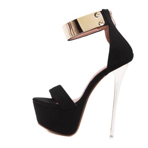 BESPORTBLE Damen Sandalen mit Dünnem Absatz Wasserfest Sommerliche Kühle Schuhe Schwarze Plateau Heels Rutschfeste Sohle Modisch und für Strand und Alltag von BESPORTBLE